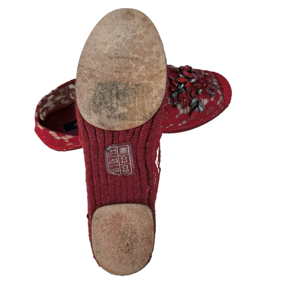 Dolce & Gabbana Swarovsky Red Flats  Espadrilles
